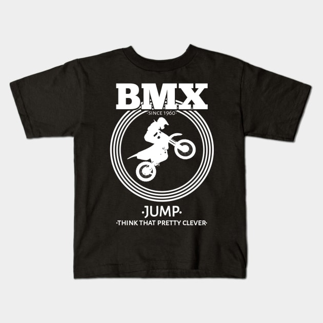 BMX Jump White Kids T-Shirt by radeckari25